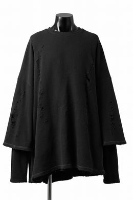A.F ARTEFACT DAMAGE LAYERED PULLOVER / WAFFLE COTTON JERSEY (BLACK)