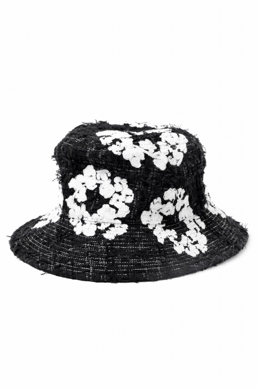 Load image into Gallery viewer, READYMADE x DENIM TEARS COTTON WREATH TWEED BUCKET HAT (BLACK)