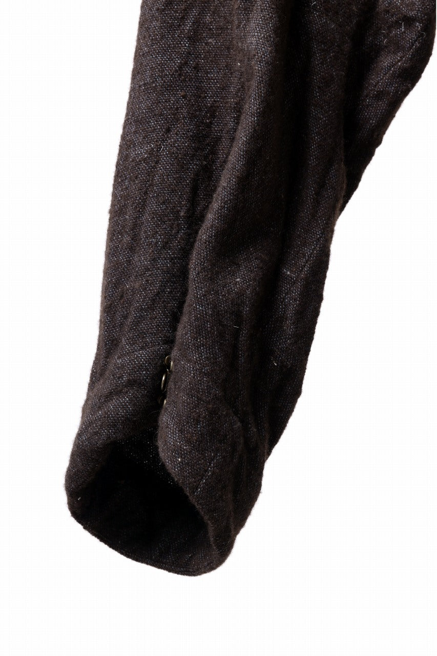 Load image into Gallery viewer, YUTA MATSUOKA 2 tucks wide trousers / natural wool linen (dark brown)