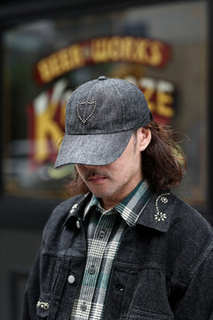 画像をギャラリービューアに読み込む, FULLCOUNT × HTC Black Denim Cap On Studs by Zip Stevenson (BLACK)