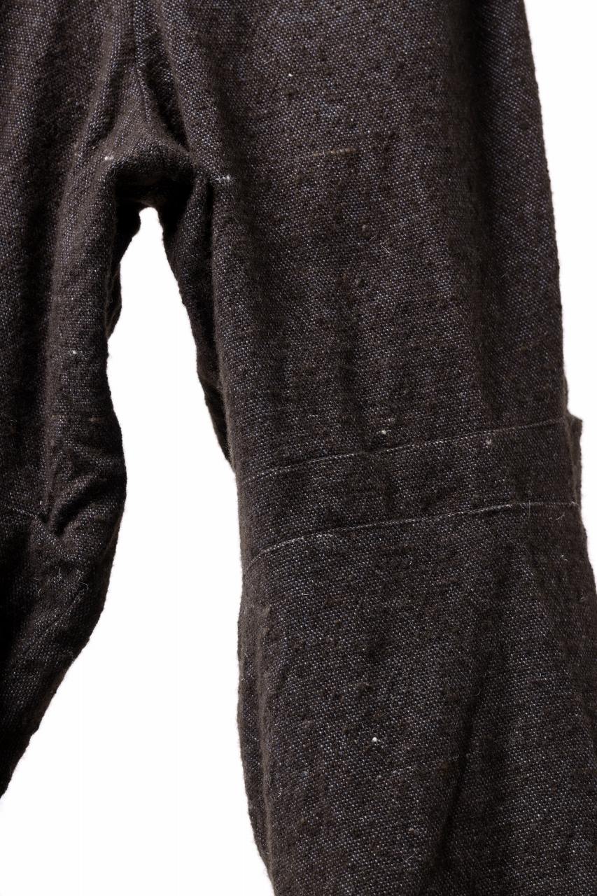 YUTA MATSUOKA 2 tucks wide trousers / natural wool linen (dark brown)