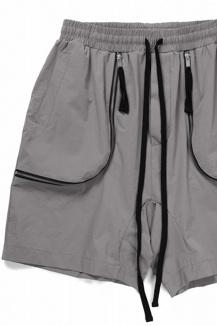 thom/krom ZIP DETAIL SHORTS / RIPSTOP STRETCH NYLON (ROCK)