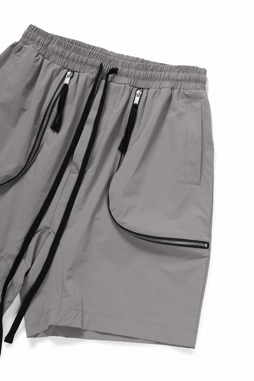 thom/krom ZIP DETAIL SHORTS / RIPSTOP STRETCH NYLON (ROCK)