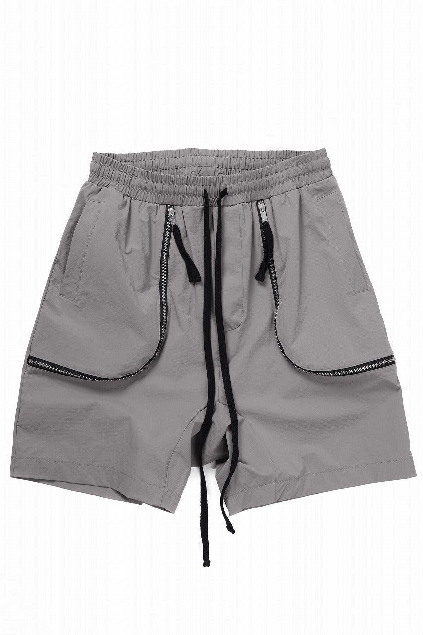 thom/krom ZIP DETAIL SHORTS / RIPSTOP STRETCH NYLON (ROCK)