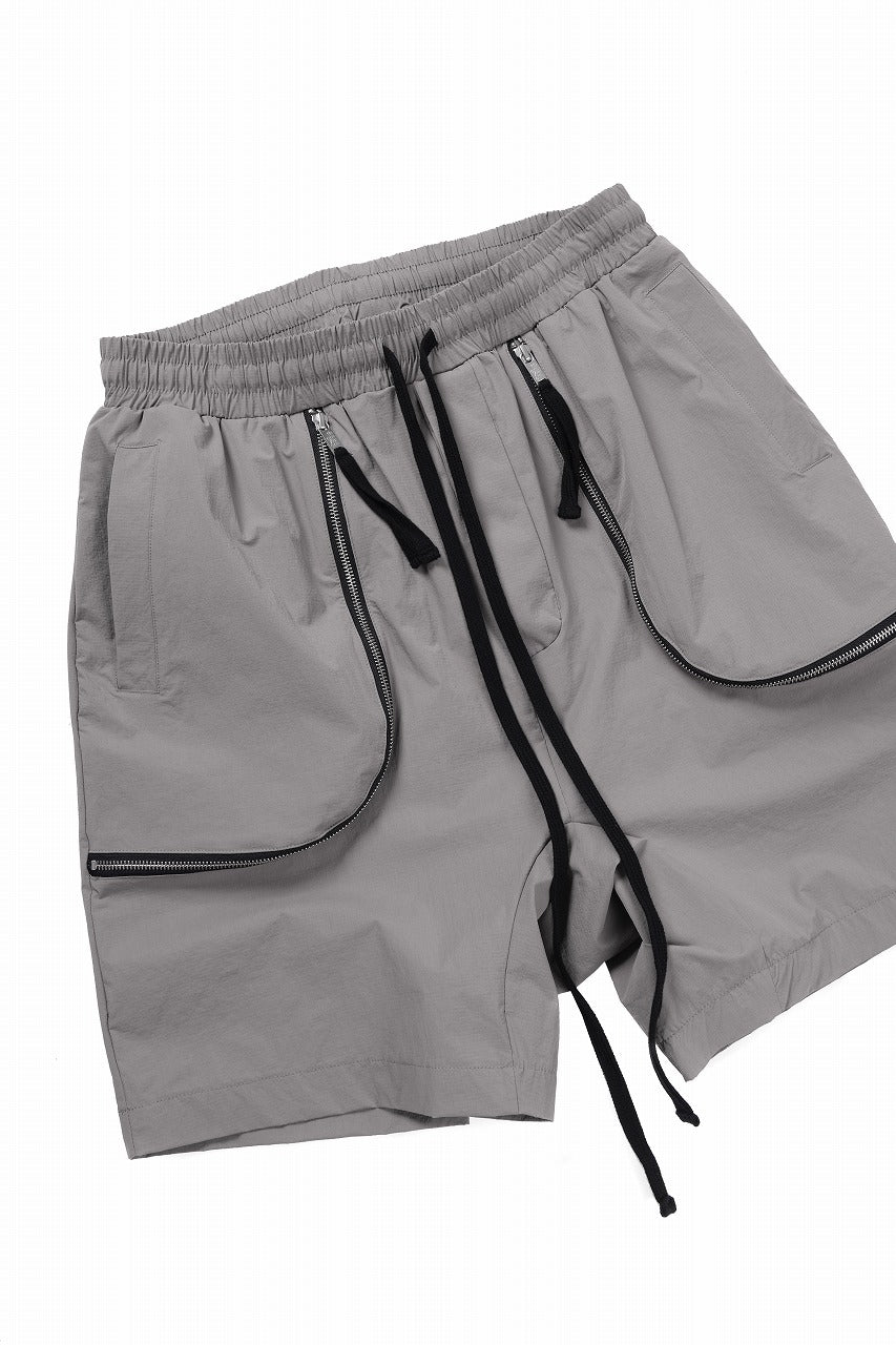 thom/krom ZIP DETAIL SHORTS / RIPSTOP STRETCH NYLON (ROCK)