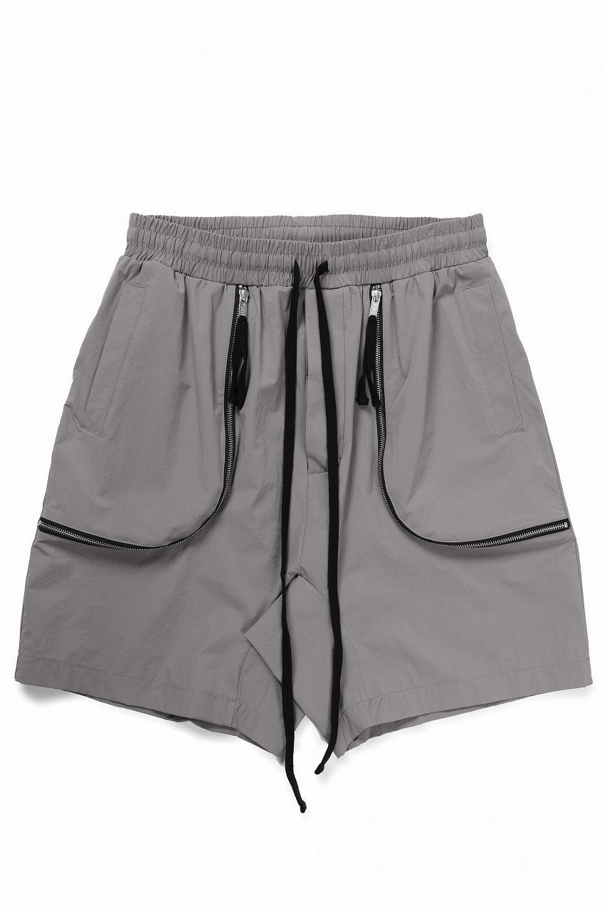 thom/krom ZIP DETAIL SHORTS / RIPSTOP STRETCH NYLON (ROCK)