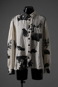 Load image into Gallery viewer, YUTA MATSUOKA classic shirt / washer cotton linen antique print (ecru)