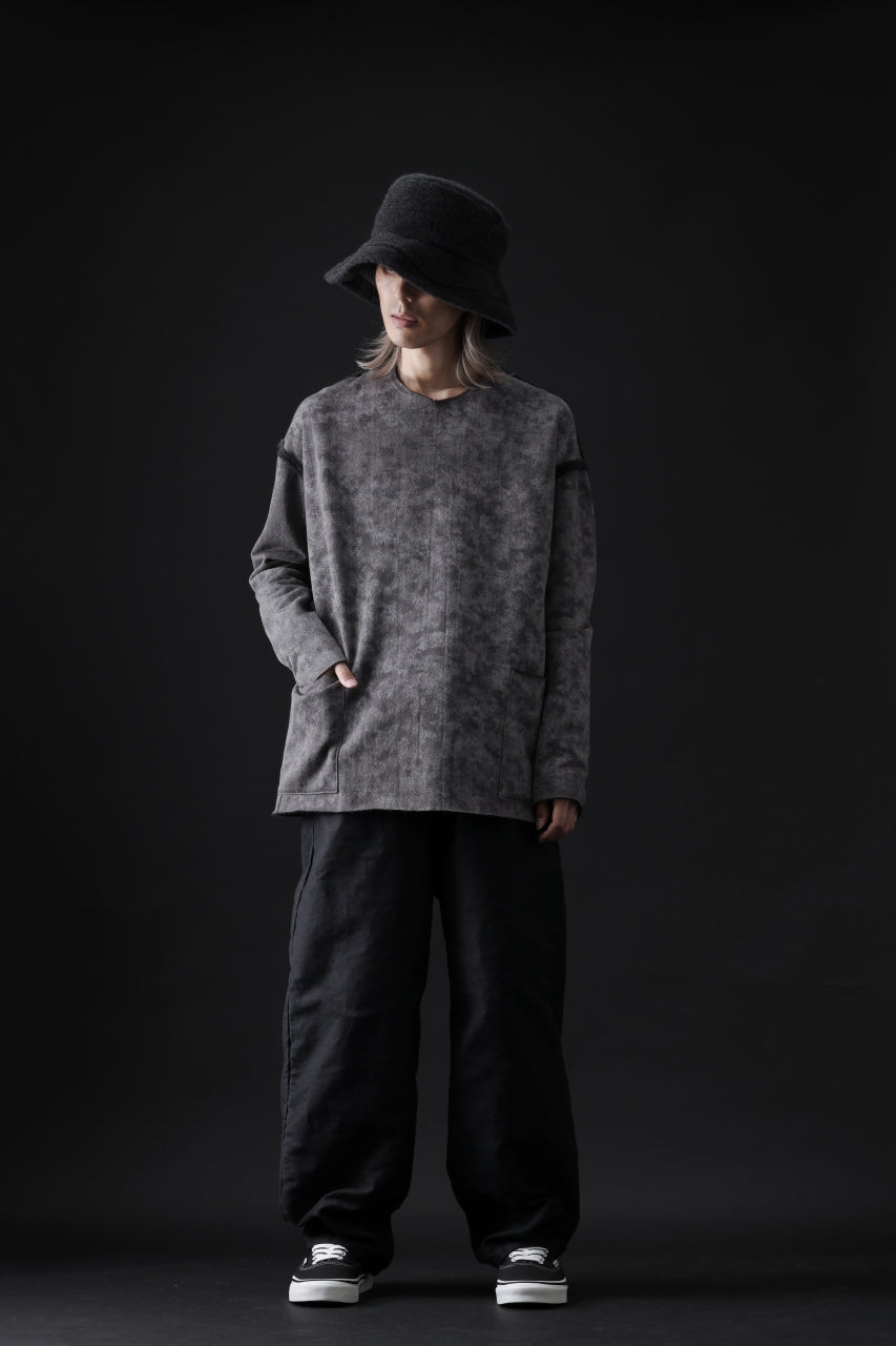 KLASICA ASLEEP LOOSE PULL OVER / GRAINY PRINT BACK SIDE FLEECE (GREIGE)