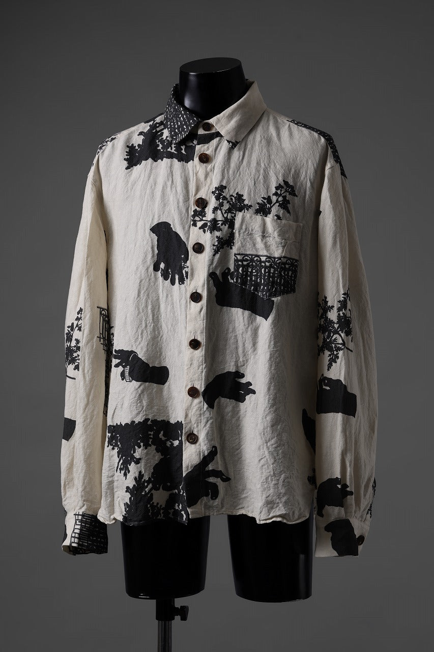 Load image into Gallery viewer, YUTA MATSUOKA classic shirt / washer cotton linen antique print (ecru)