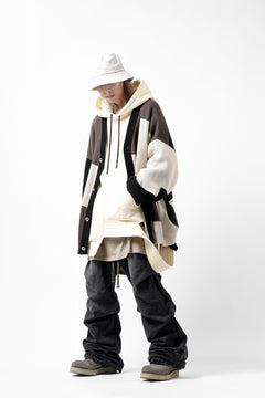 画像をギャラリービューアに読み込む, A.F ARTEFACT BLOCK-PANEL COTTON KNIT CARDIGAN /  (BLACK x GREY x BEIGE)