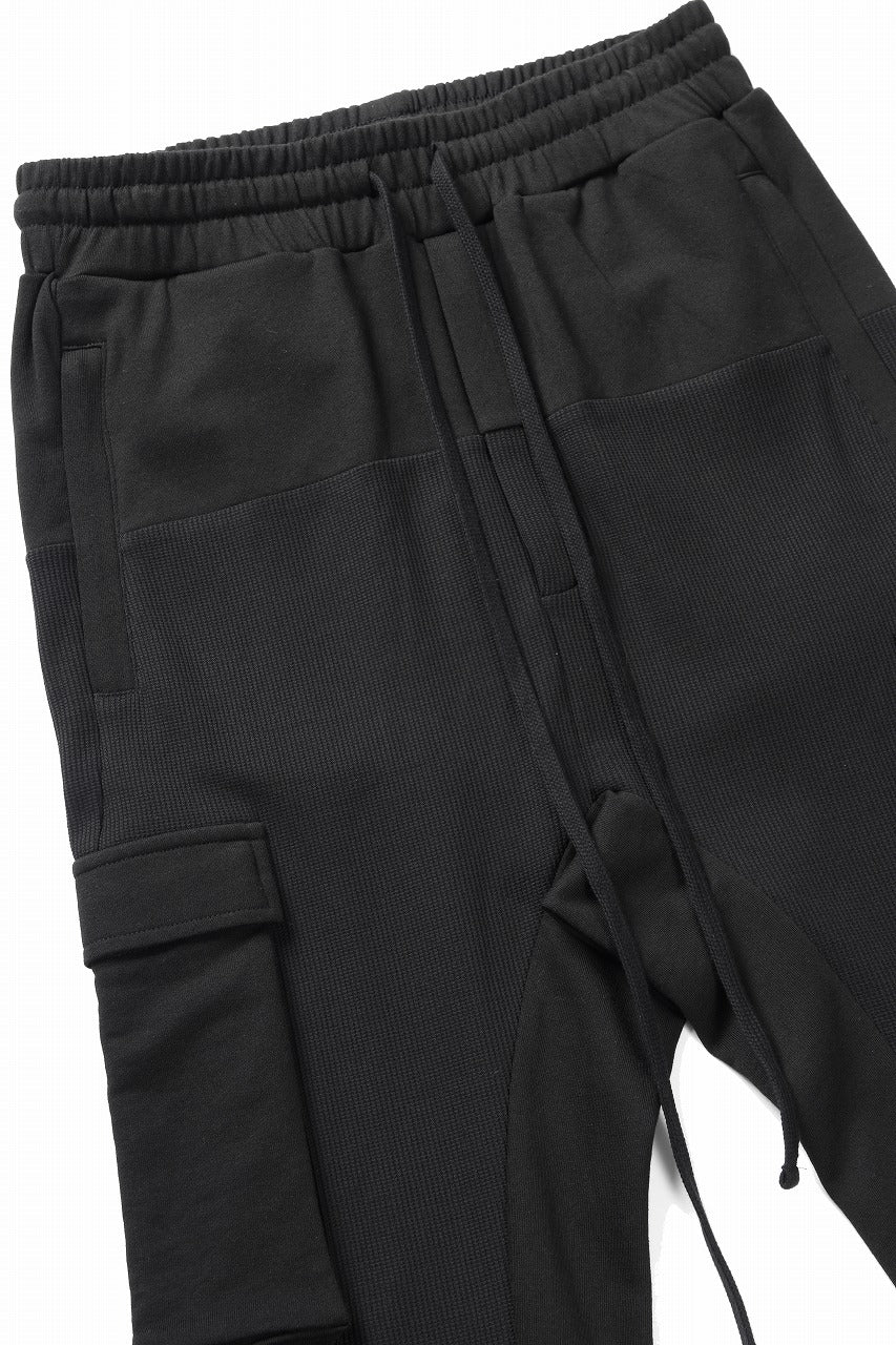 thom/krom MATMIX CARGO TROUSERS / STRUCTURED SOFT JERSEY (BLACK)