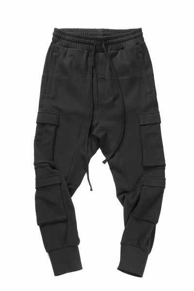 thom/krom MATMIX CARGO TROUSERS / STRUCTURED SOFT JERSEY (BLACK)