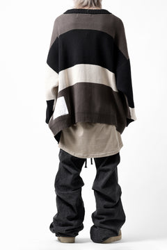 画像をギャラリービューアに読み込む, A.F ARTEFACT BLOCK-PANEL COTTON KNIT CARDIGAN /  (BLACK x GREY x BEIGE)