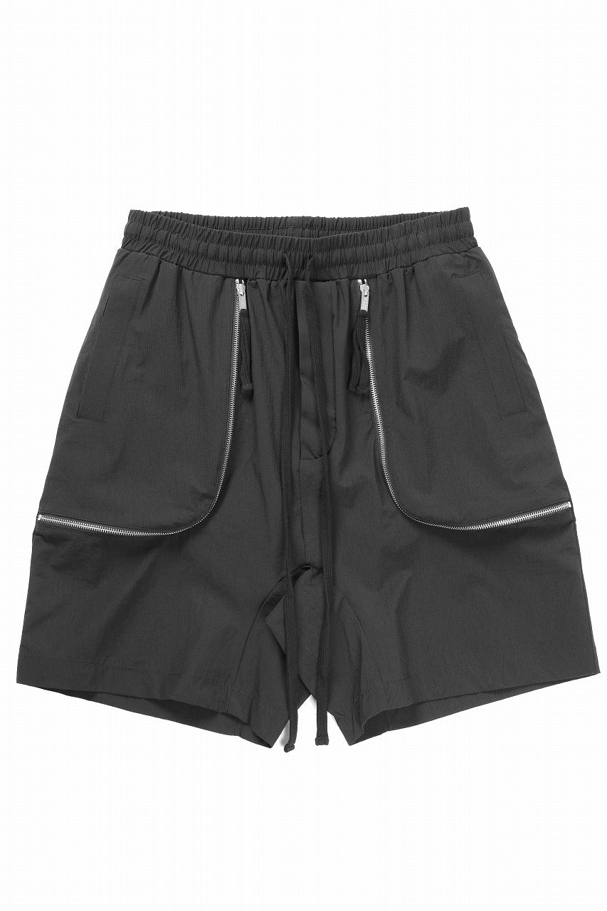 thom/krom ZIP DETAIL SHORTS / RIPSTOP STRETCH NYLON (BLACK)