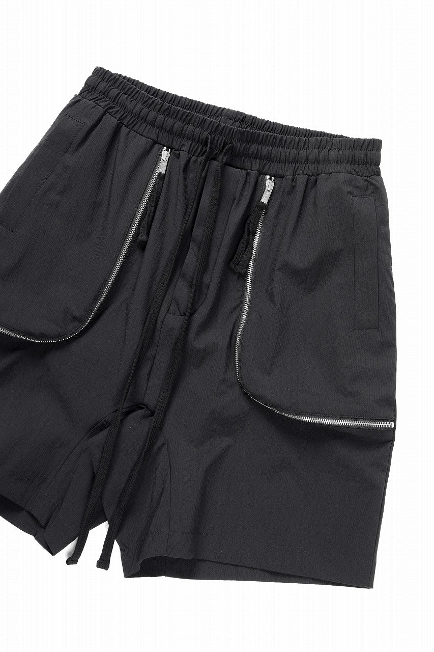 thom/krom ZIP DETAIL SHORTS / RIPSTOP STRETCH NYLON (BLACK)