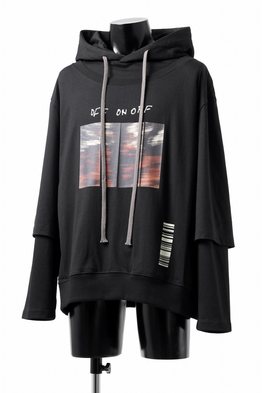 A.F ARTEFACT LAYERED SWEAT HOODIE / TYPE A PRINT (BLACK)の商品