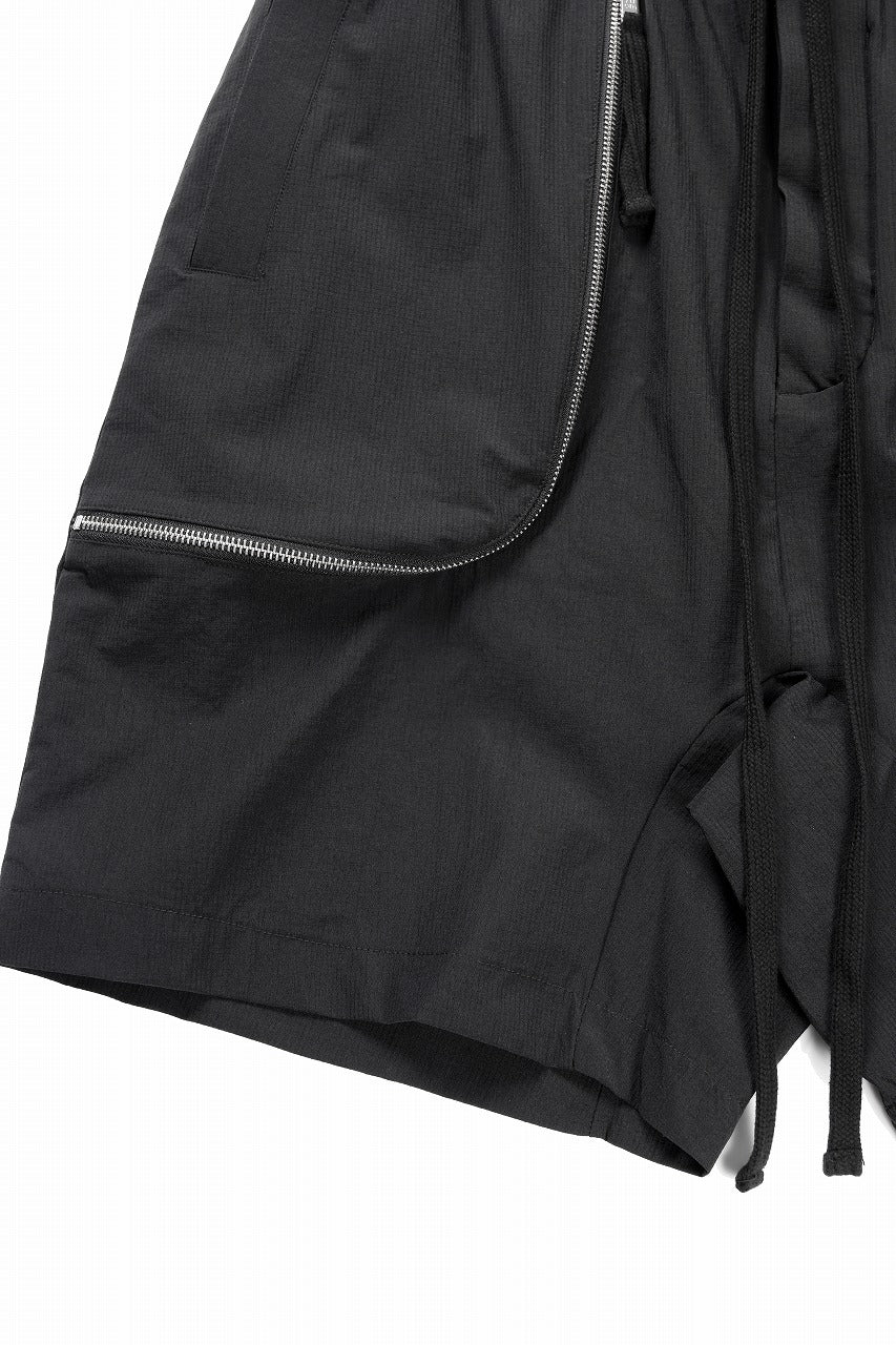 thom/krom ZIP DETAIL SHORTS / RIPSTOP STRETCH NYLON (BLACK)