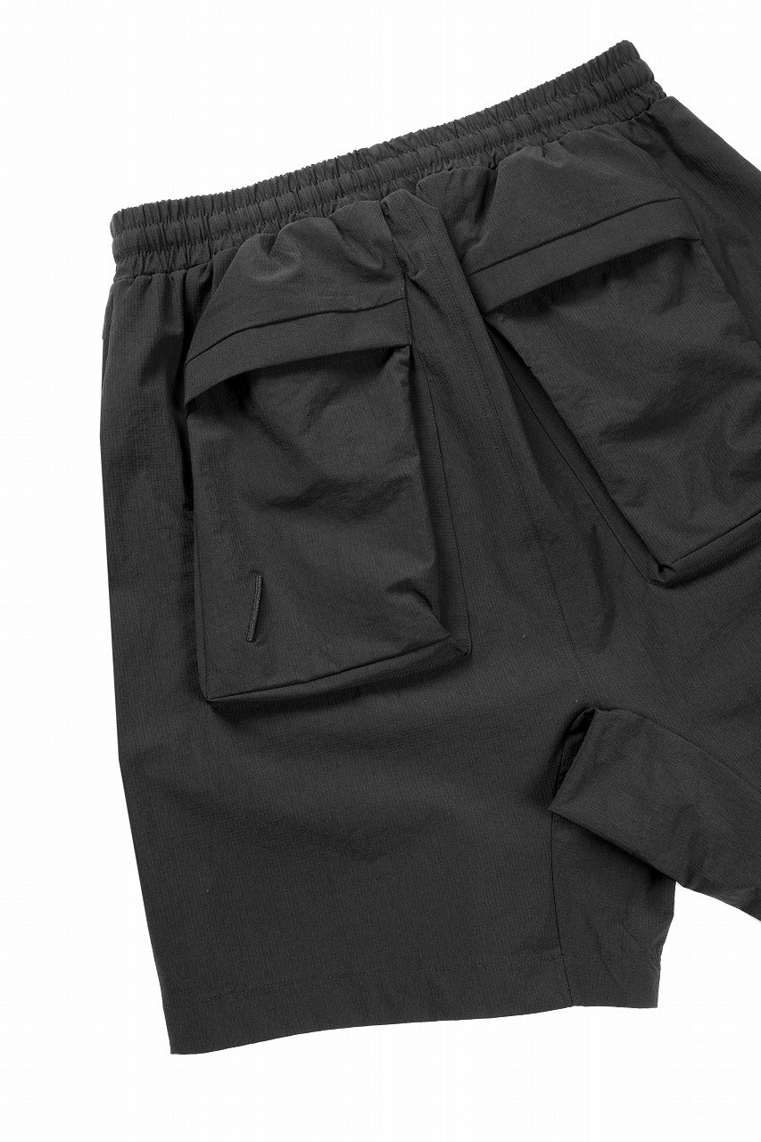 thom/krom ZIP DETAIL SHORTS / RIPSTOP STRETCH NYLON (BLACK)