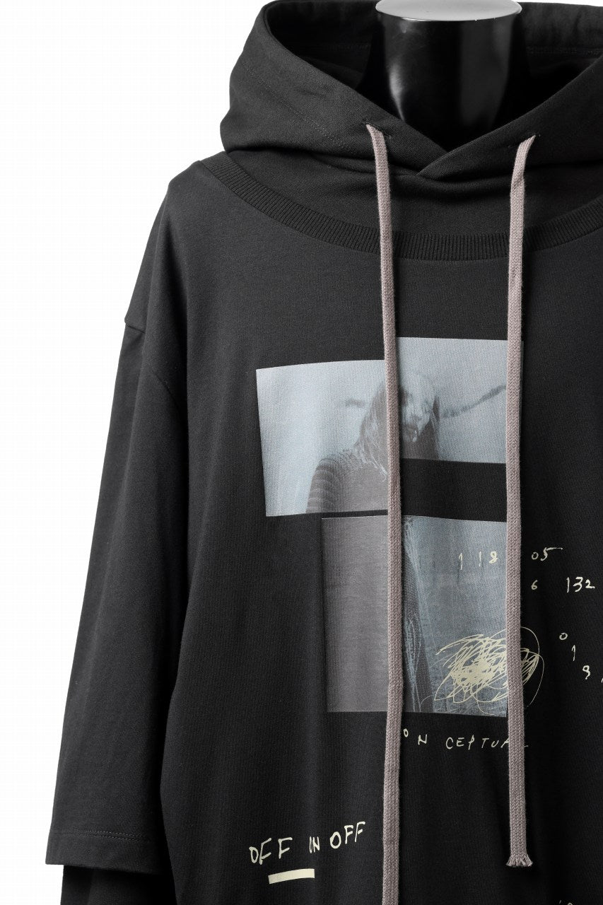 画像をギャラリービューアに読み込む, A.F ARTEFACT LAYERED TEE HOODIE / TYPE-B PRINT (BLACK)