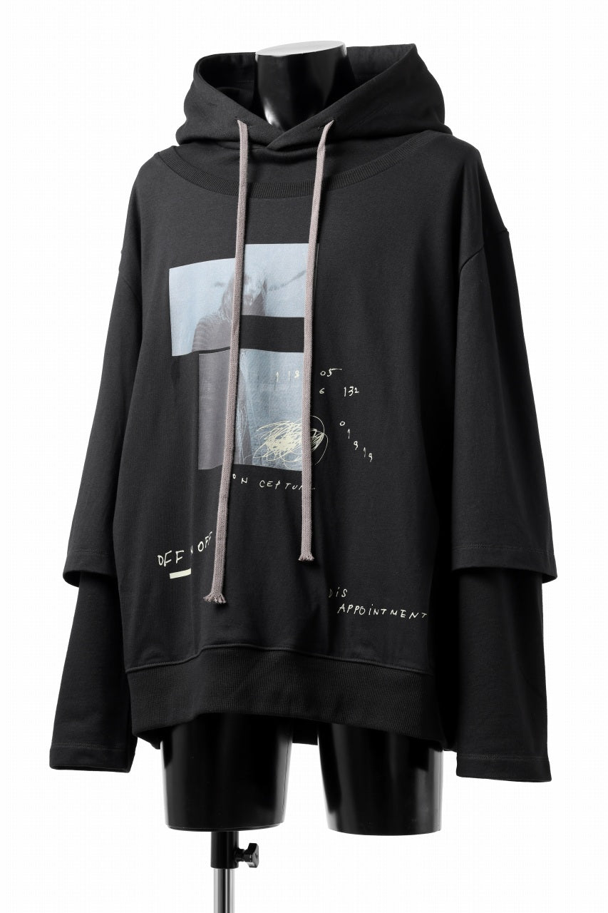 Load image into Gallery viewer, A.F ARTEFACT LAYERED SWEAT HOODIE / TYPE B PRINT (BLACK)