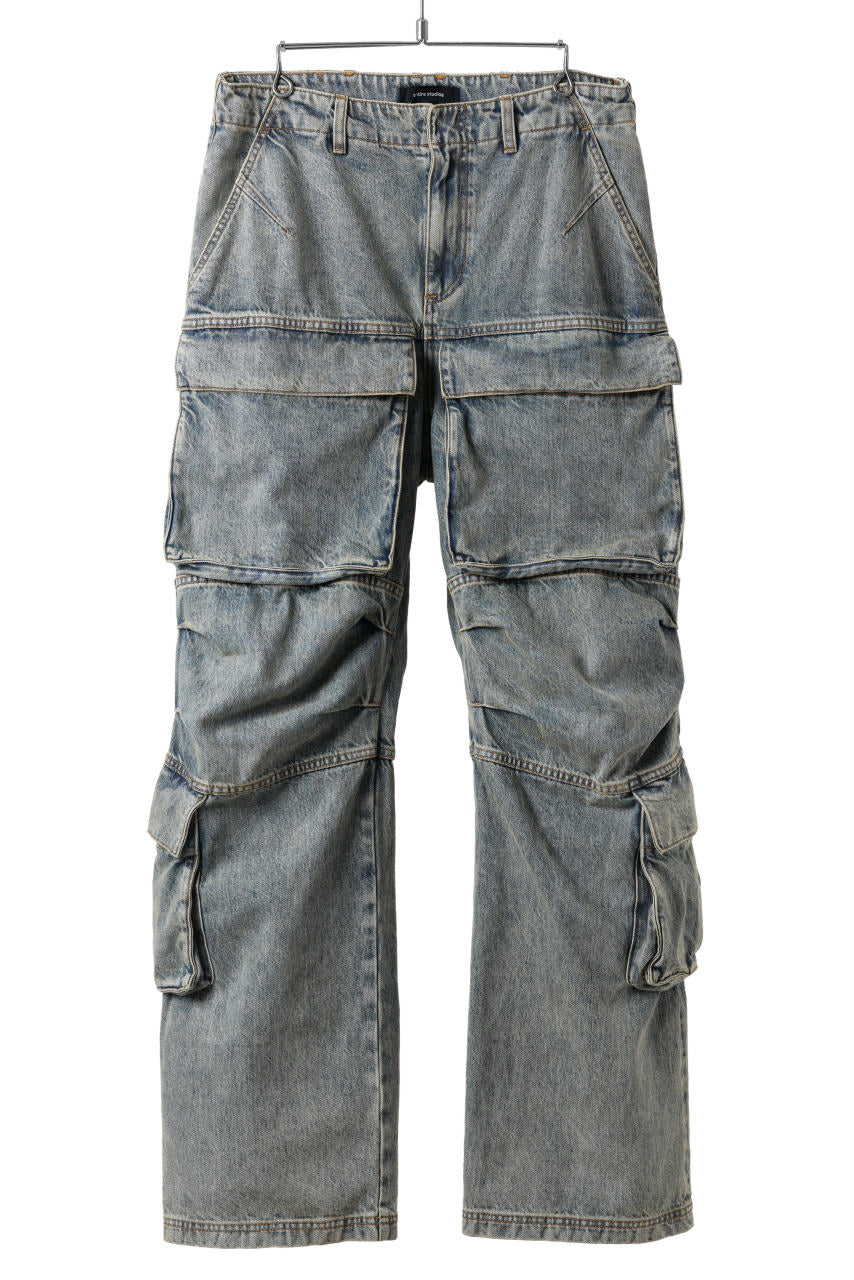 entire studios HEAVY DENIM CARGO TROUSERS (SURFACE WAVE)