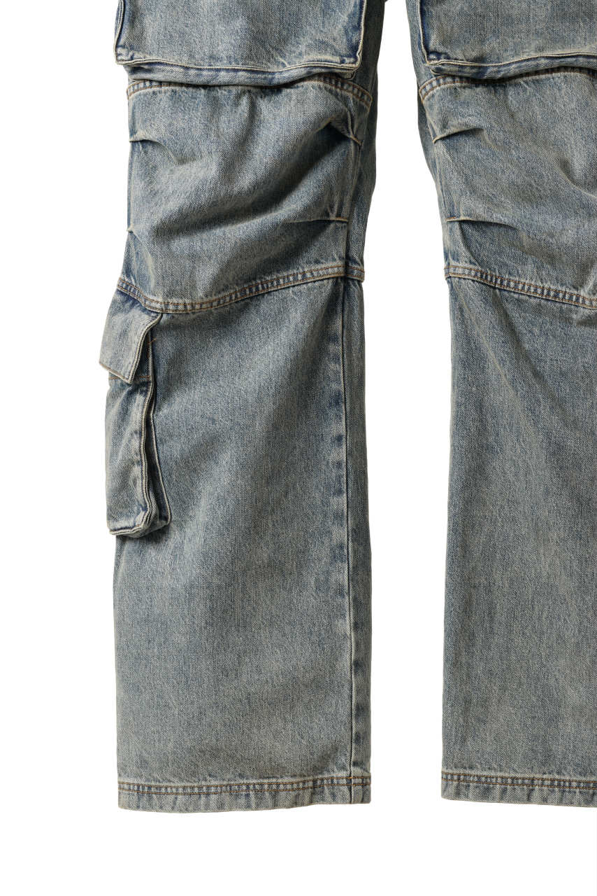 entire studios HEAVY DENIM CARGO TROUSERS (SURFACE WAVE)