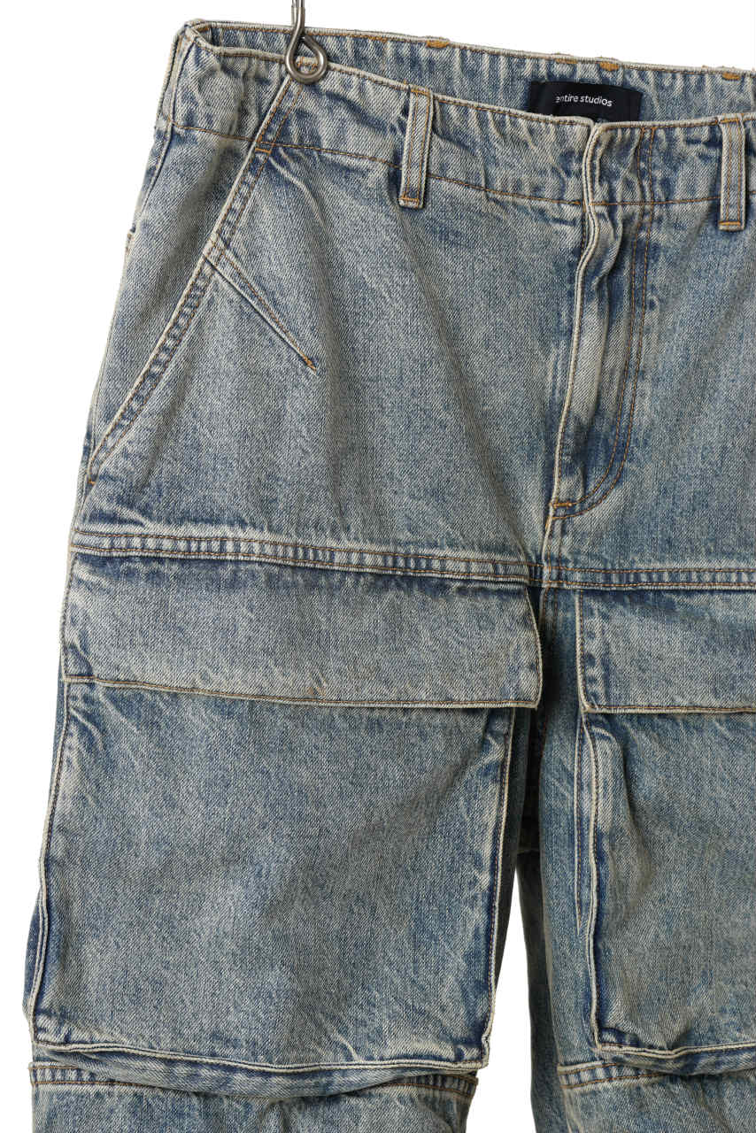 Load image into Gallery viewer, entire studios HEAVY DENIM CARGO TROUSERS (SURFACE WAVE)