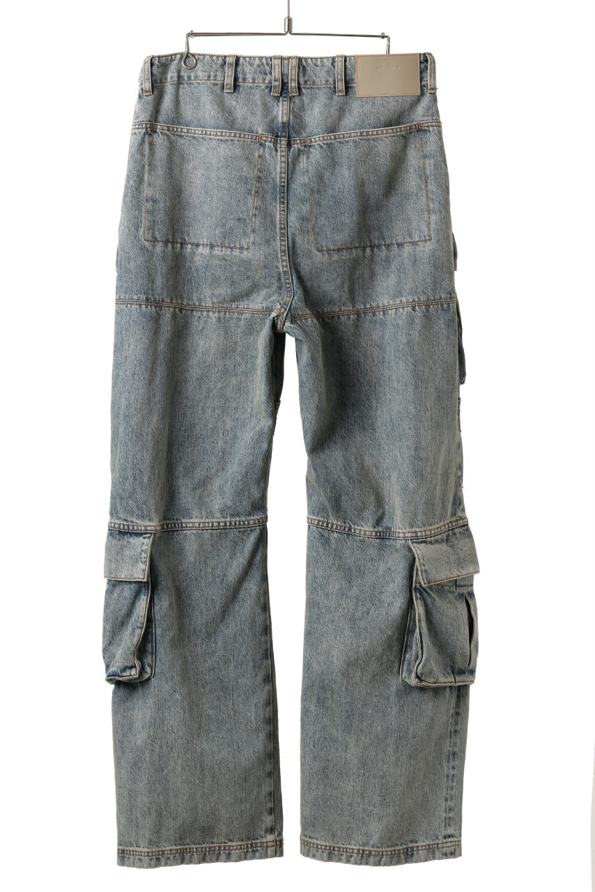 entire studios HEAVY DENIM CARGO TROUSERS (SURFACE WAVE)