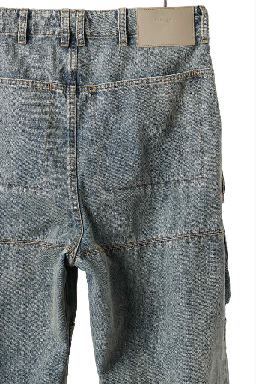 entire studios HEAVY DENIM CARGO TROUSERS (SURFACE WAVE)