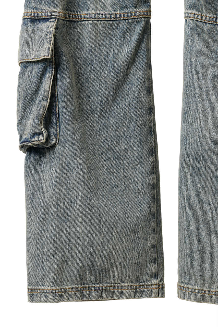 entire studios HEAVY DENIM CARGO TROUSERS (SURFACE WAVE)