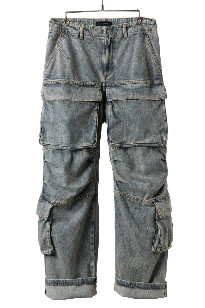 entire studios HEAVY DENIM CARGO TROUSERS (SURFACE WAVE)