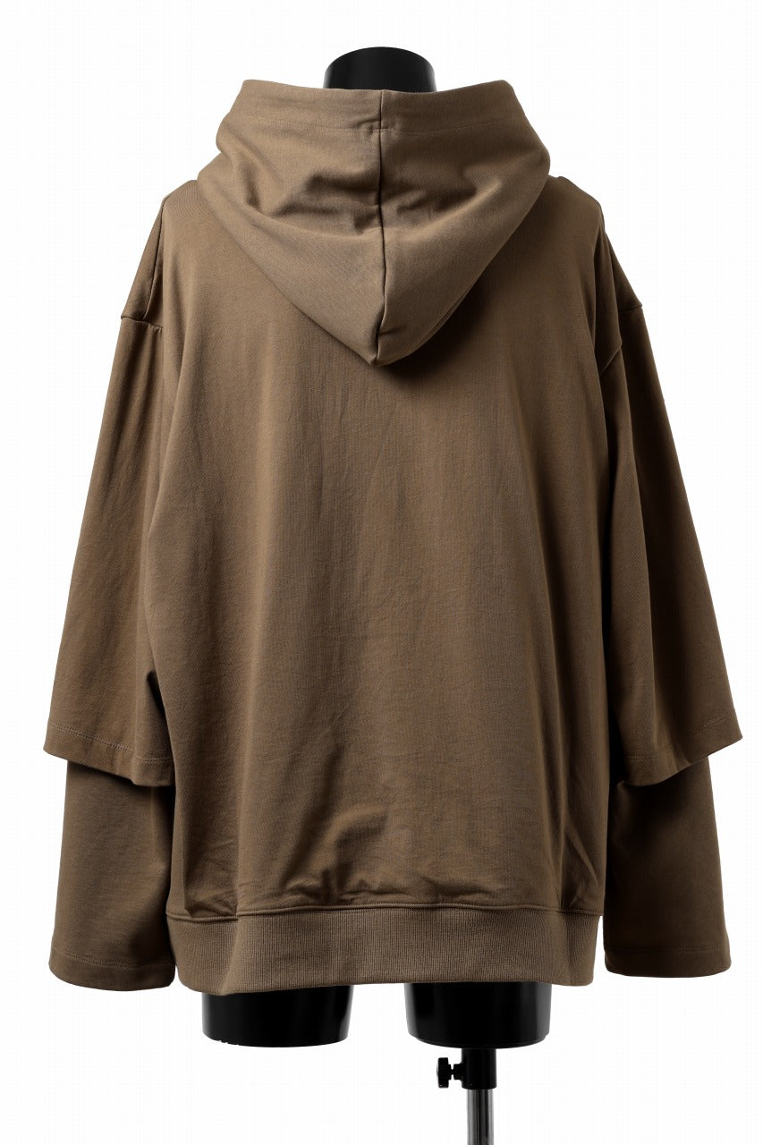 A.F ARTEFACT LAYERED TEE HOODIE / TYPE-B PRINT (BROWN)