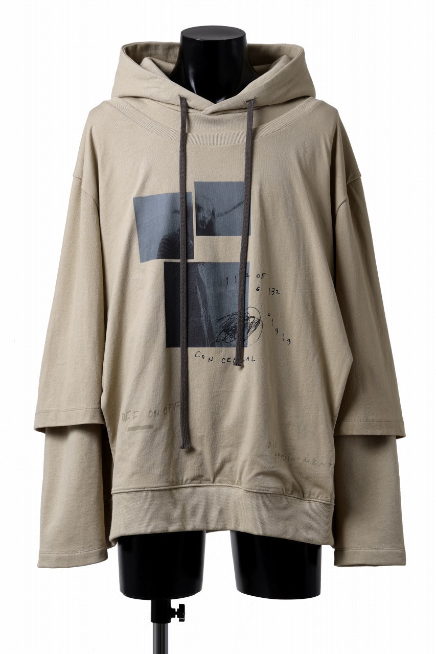 画像をギャラリービューアに読み込む, A.F ARTEFACT LAYERED TEE HOODIE / TYPE-B PRINT (BEIGE)