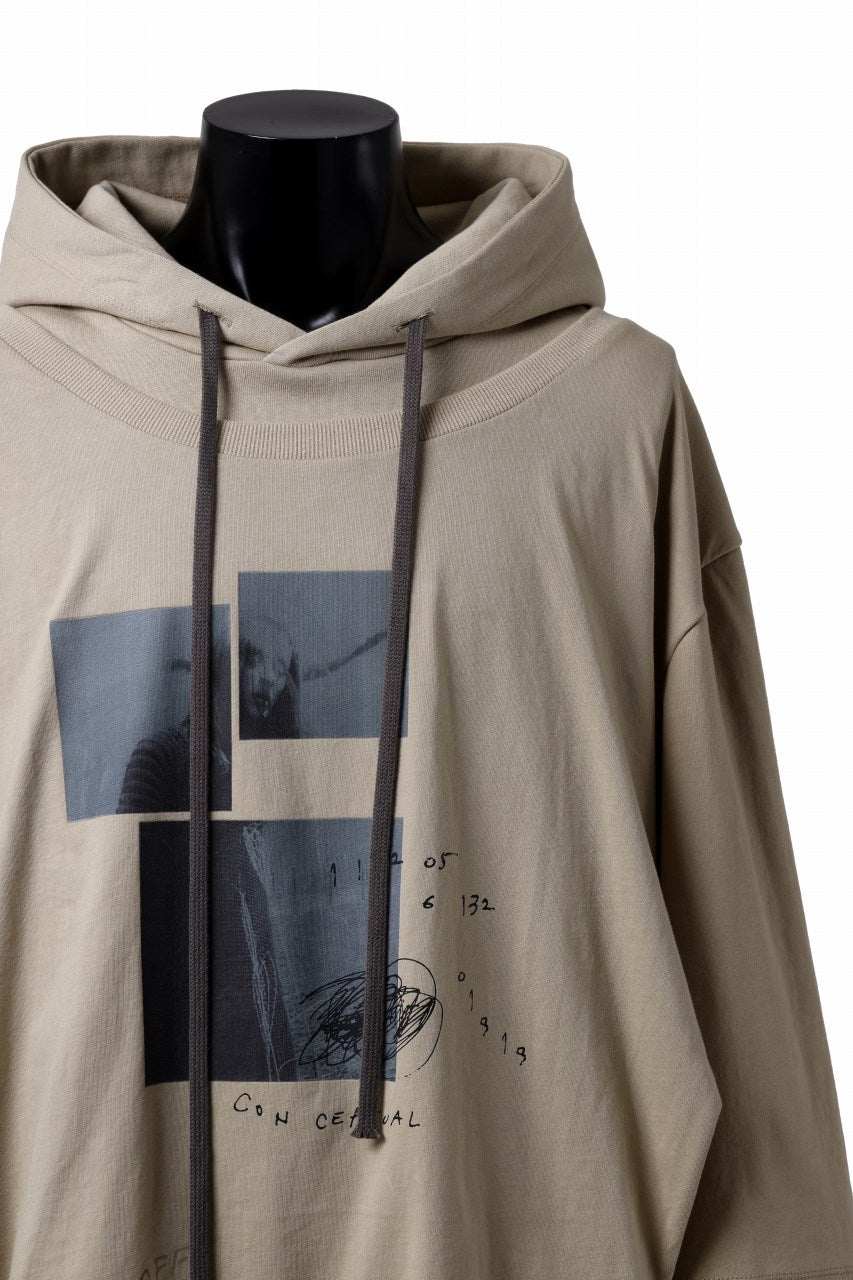 A.F ARTEFACT LAYERED TEE HOODIE / TYPE-B PRINT (BEIGE)