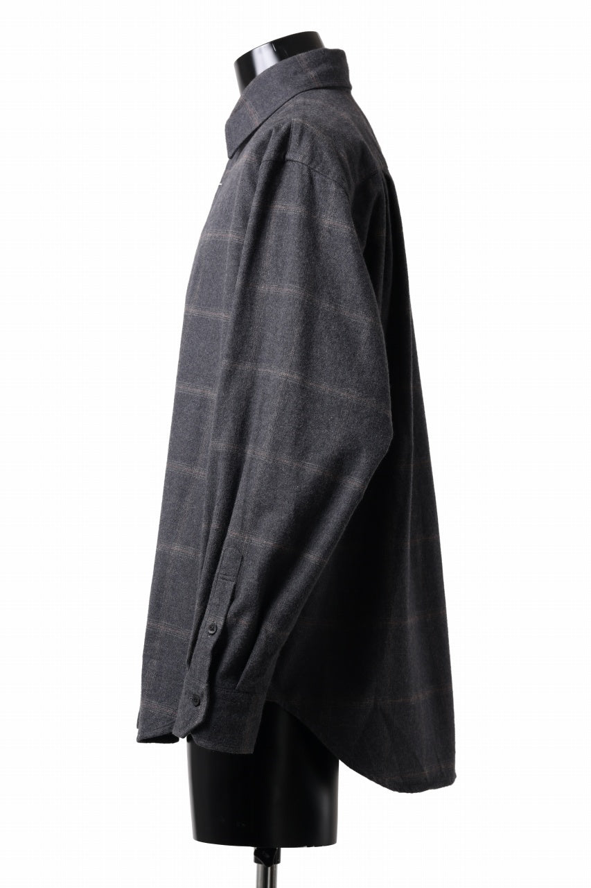 画像をギャラリービューアに読み込む, CAPERTICA 4 TUCK SHIRT / DARK MELANGE CHECK FLANNEL (CHARCOAL)