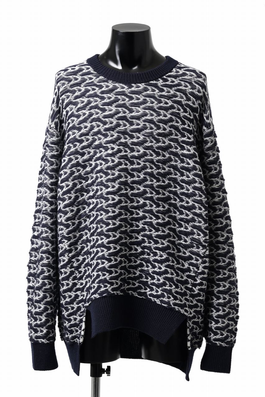 画像をギャラリービューアに読み込む, D-VEC TW D-JACQUARD KNIT SWEATER / WATER REPELLENT (NAVY)