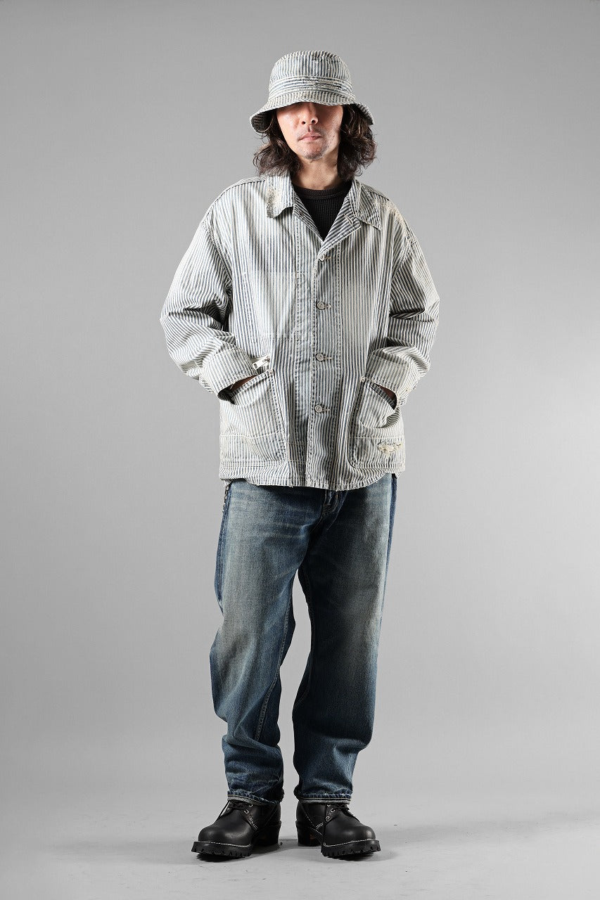 Load image into Gallery viewer, MADNESS RAILROAD HICKORY STRIPE WORK JACKET (INDIGO x WHITE)