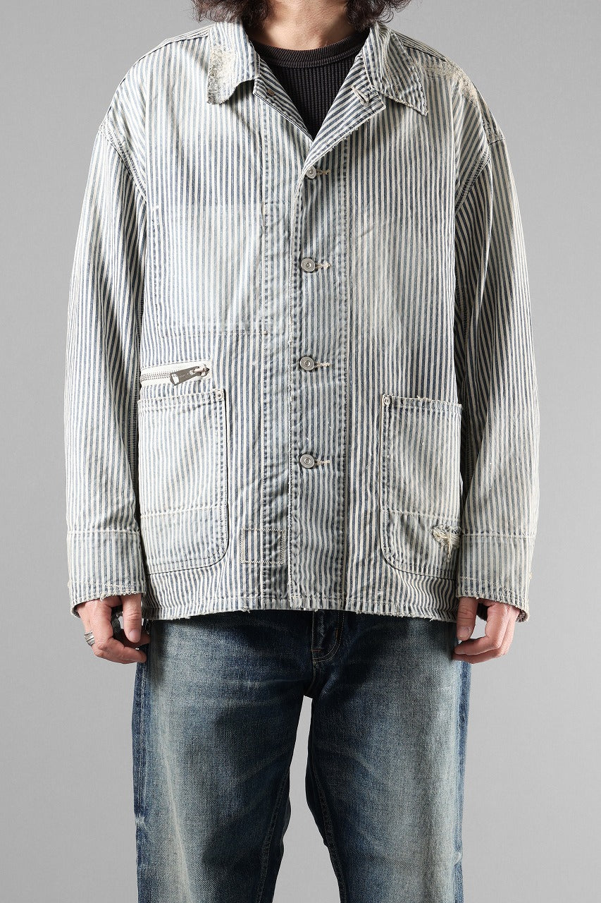 MADNESS RAILROAD HICKORY STRIPE WORK JACKET (INDIGO x WHITE