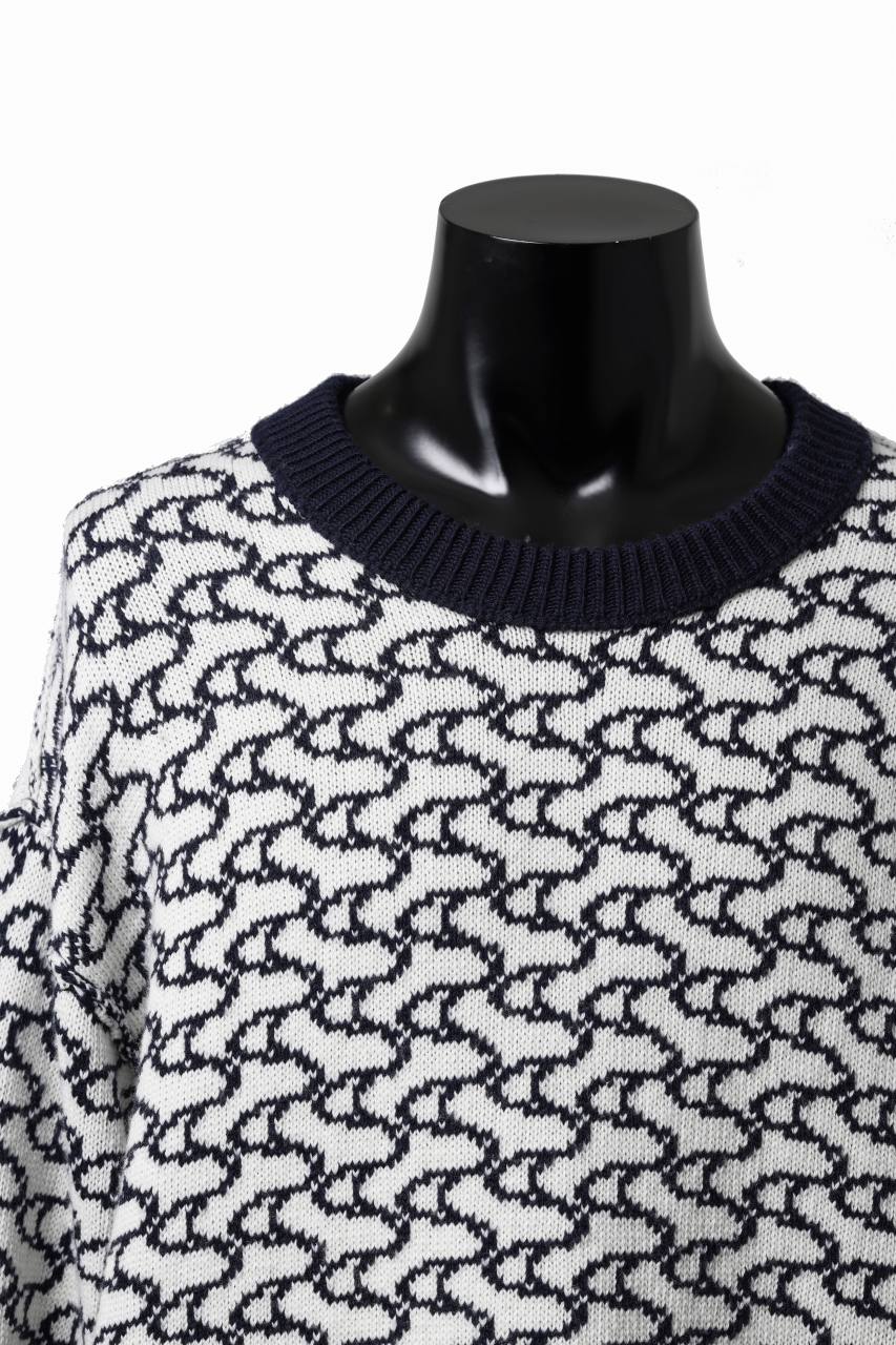 D-VEC TW D-JACQUARD KNIT SWEATER / WATER REPELLENT (NAVY)