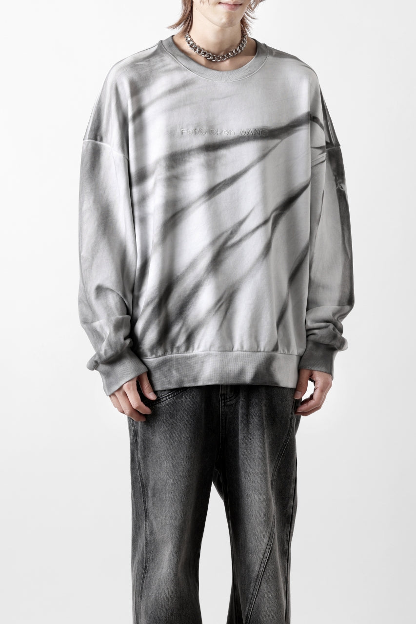 画像をギャラリービューアに読み込む, Feng Chen Wang TIE-DYED SWEATSHIRT (GREY/WHITE)