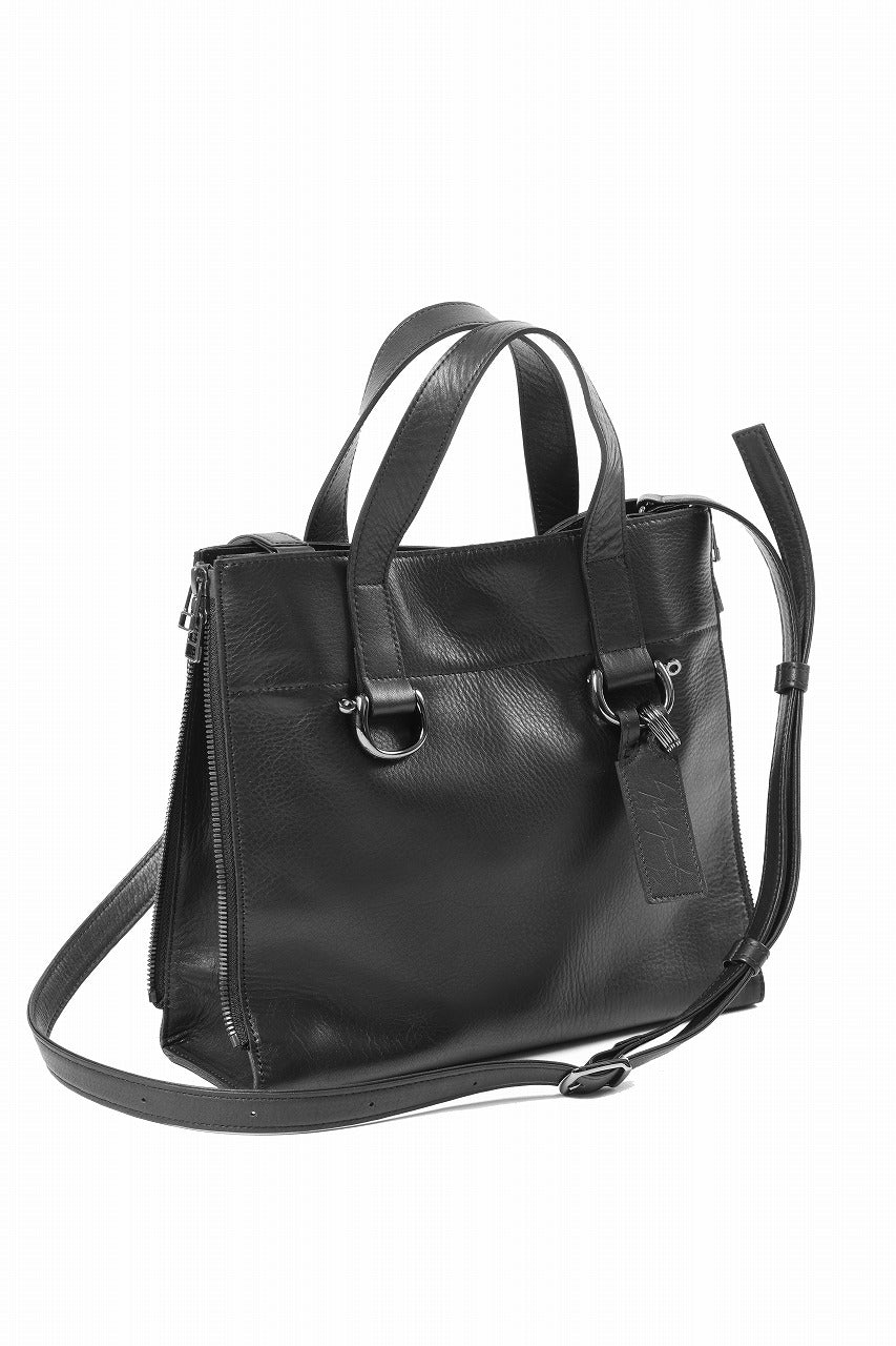 画像をギャラリービューアに読み込む, discord Yohji Yamamoto ZIPPER SHOULDER BAG / SOFT SHRINK COW LEATHER (BLACK)