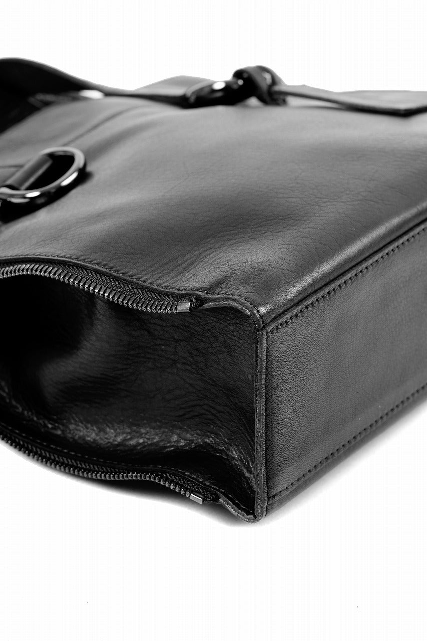 discord Yohji Yamamoto ZIPPER SHOULDER BAG / SOFT SHRINK COW LEATHER (BLACK)