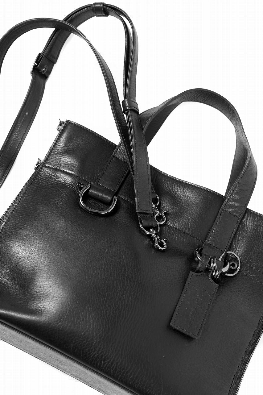 discord Yohji Yamamoto ZIPPER SHOULDER BAG / SOFT SHRINK COW LEATHER (BLACK)