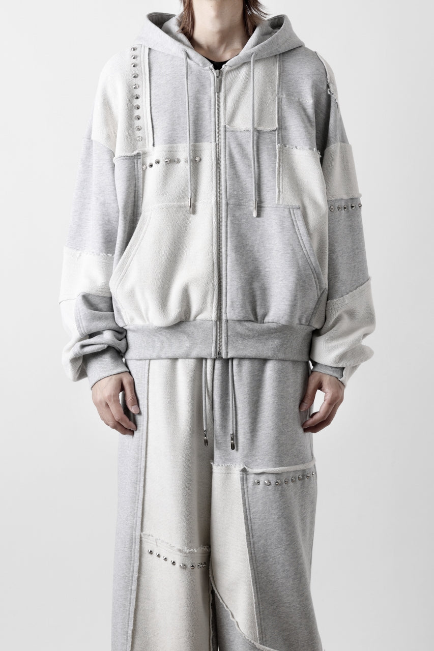 Feng Chen Wang PANELLED FULL ZIP HOODIE (GREY)