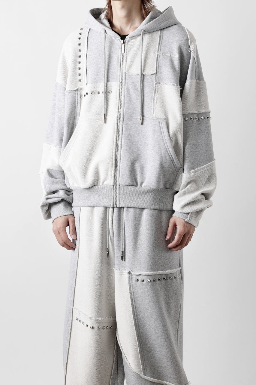 Feng Chen Wang PANELLED FULL ZIP HOODIE (GREY)