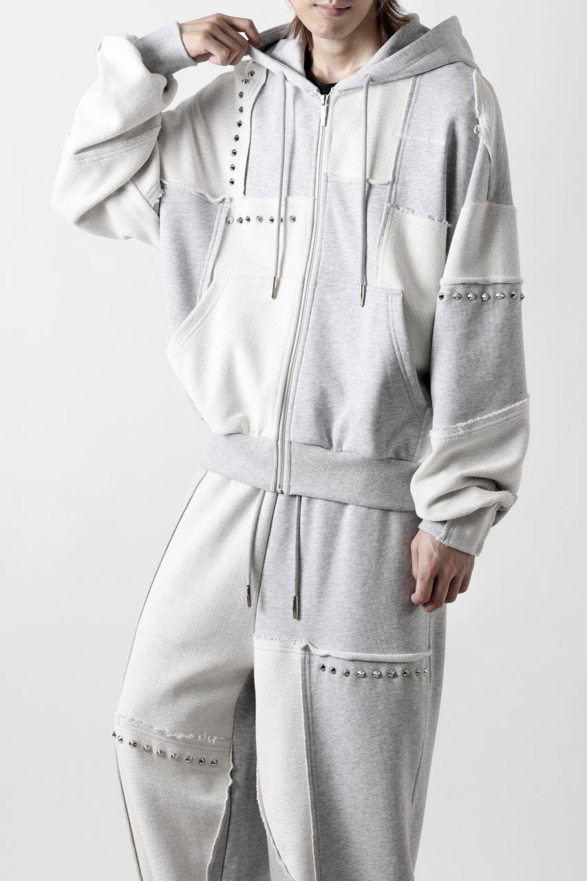 Feng Chen Wang PANELLED FULL ZIP HOODIE (GREY)