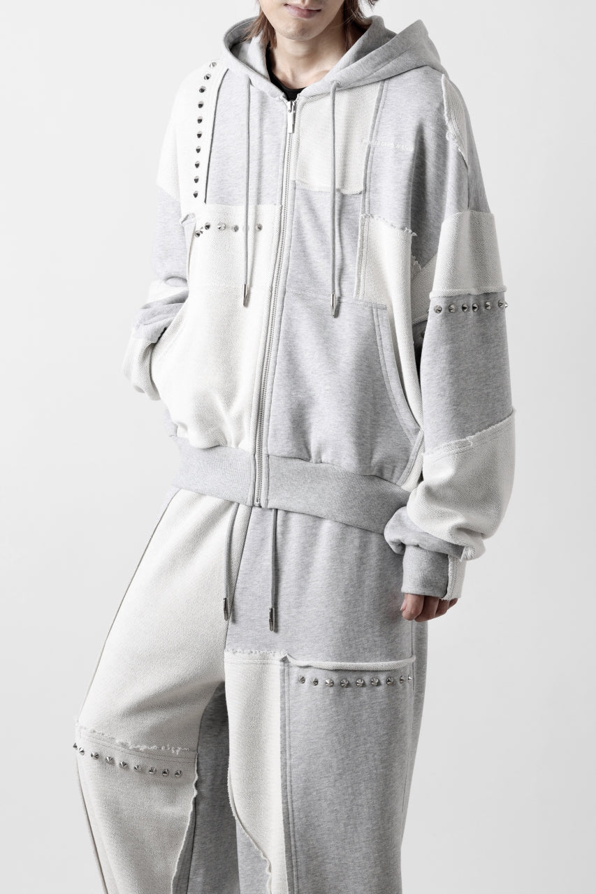 Feng Chen Wang PANELLED FULL ZIP HOODIE (GREY)