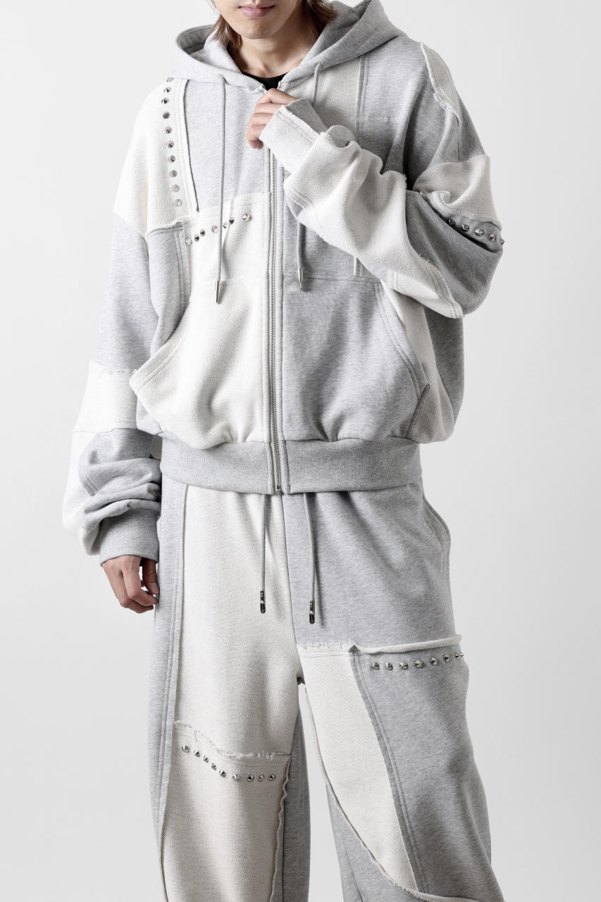 画像をギャラリービューアに読み込む, Feng Chen Wang PANELLED FULL ZIP HOODIE (GREY)