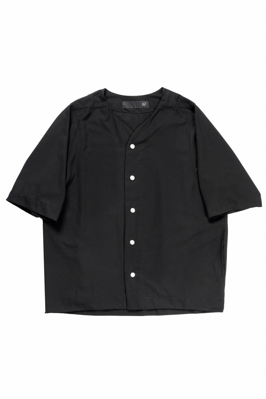 A.F ARTEFACT NO COLLAR SHIRT / TROPICAL WOOL (BLACK)