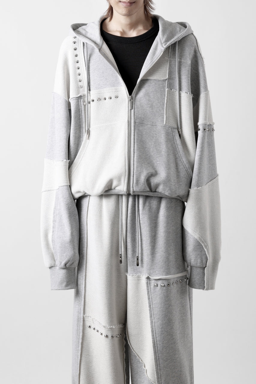 Feng Chen Wang PANELLED FULL ZIP HOODIE (GREY)